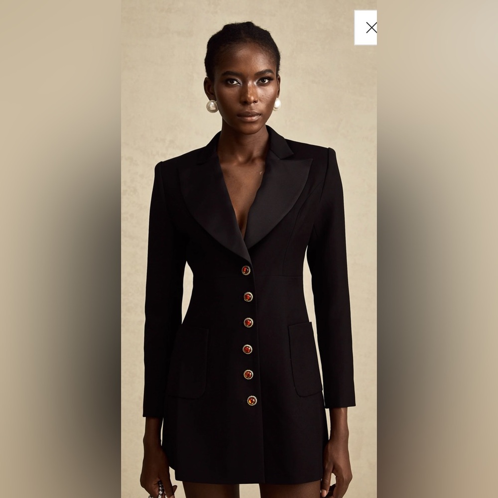 Miss Rosier - Aurora Black Single-Breasted Black Blazer Dress. NWT Size Small